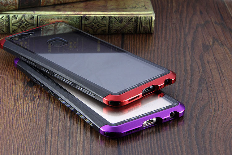 Luphie Nunchaku Airframe Metal Frame Air Barrier Tempered Glass Back Case Cover for vivo X20