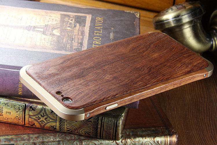 iy Rosewood Aluminum Metal Frame Wood Bumper Wooden Back Case Cover for Apple iPhone 6S Plus/6 Plus & iPhone 6S/6