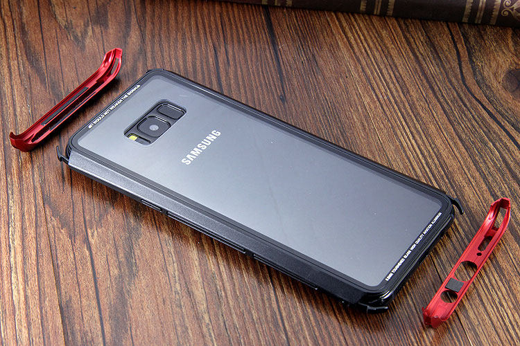 Luphie Nunchaku Airframe Metal Frame Air Barrier Tempered Glass Back Case Cover for Samsung Galaxy S8 Plus & Galaxy S8