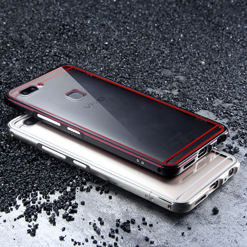 iy Bicolor Aurora Aluminum Metal Bumper Scratch Resistant Transparent PC Case Cover for vivo X20 & vivo X20 Plus