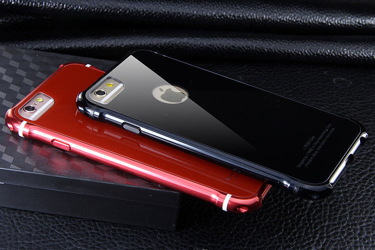 iy Rainbow Aluminum Metal Frame 9H Tempered Glass Back Cover Case for Apple iPhone 6S Plus/6 Plus & iPhone 6S/6