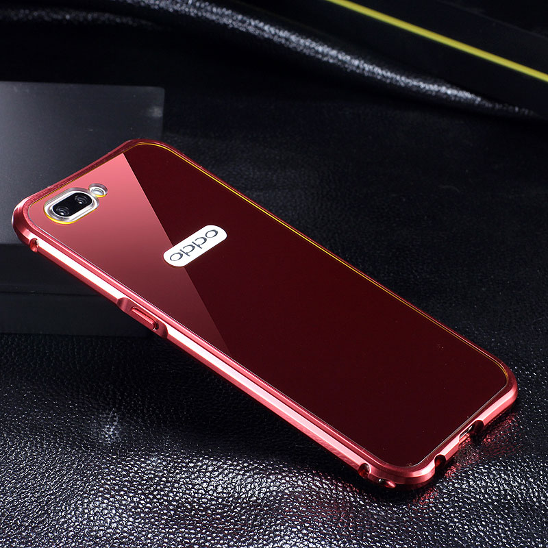 iy Rainbow Aluminum Metal Bumper Dazzle PC Back Cover Case for OPPO R11