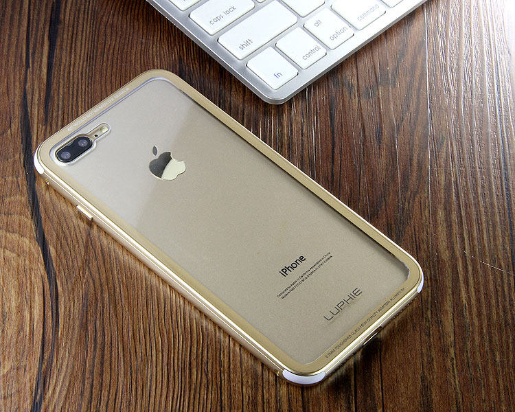 Luphie iGlass Airframe Aluminum Bumper Air Barrier Tempered Glass Back Case Cover for Apple iPhone 7 & iPhone 7 Plus