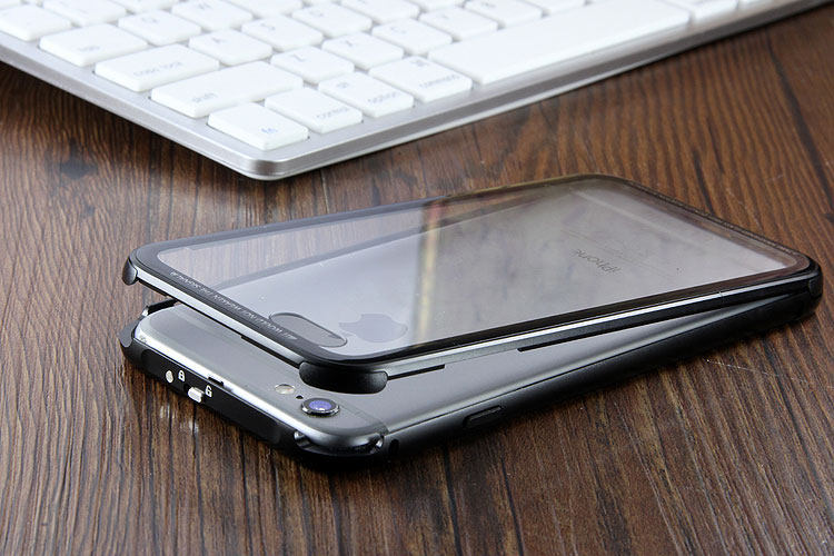 Luphie iGlass Airframe Aluminum Bumper Air Barrier Tempered Glass Back Case Cover for Apple iPhone 6S/6 & iPhone 6S Plus/6 Plus