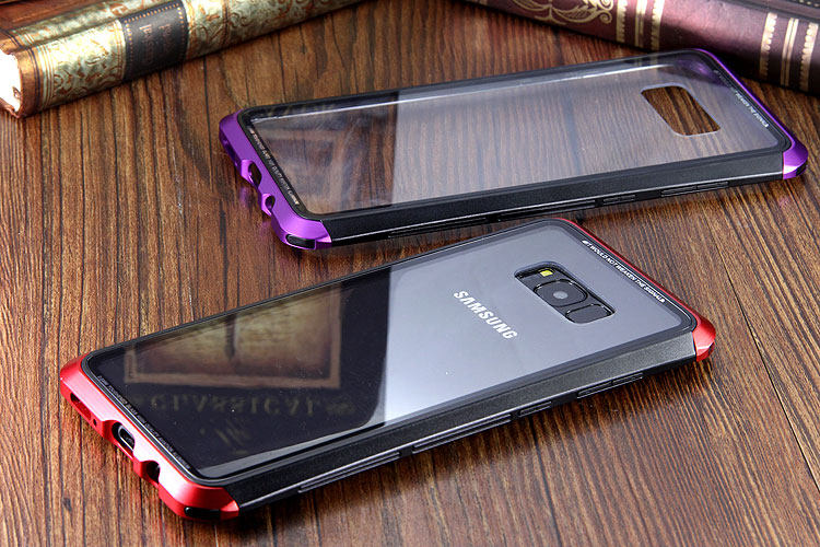 Luphie Nunchaku Airframe Metal Frame Air Barrier Tempered Glass Back Case Cover for Samsung Galaxy S8 Plus & Galaxy S8