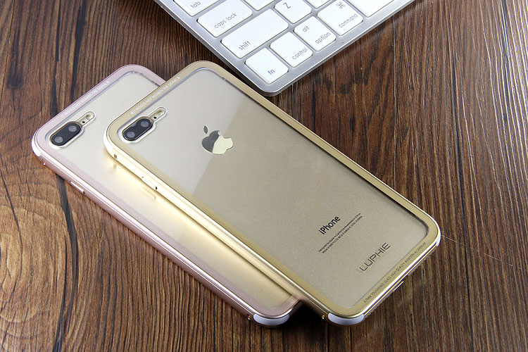 Luphie iGlass Airframe Aluminum Bumper Air Barrier Tempered Glass Back Case Cover for Apple iPhone 7 & iPhone 7 Plus