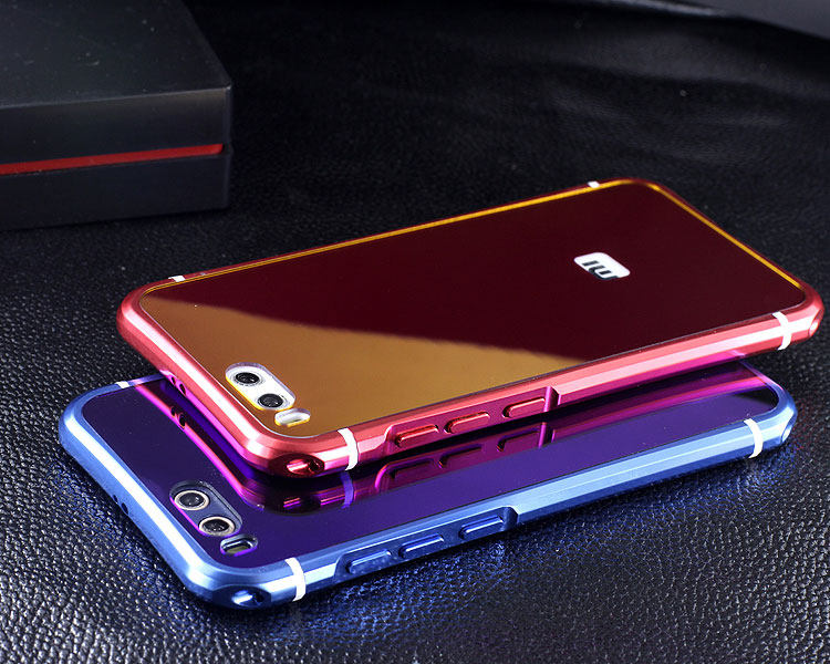 iy Rainbow Aluminum Metal Bumper Dazzle PC Back Cover Case for Xiaomi Mi 6