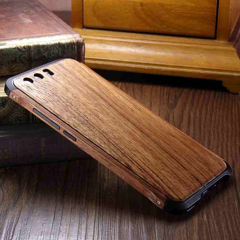 iy Rosewood Aluminum Metal Frame Wood Bumper Wooden Back Case Cover for Huawei P10 Plus & Huawei P10