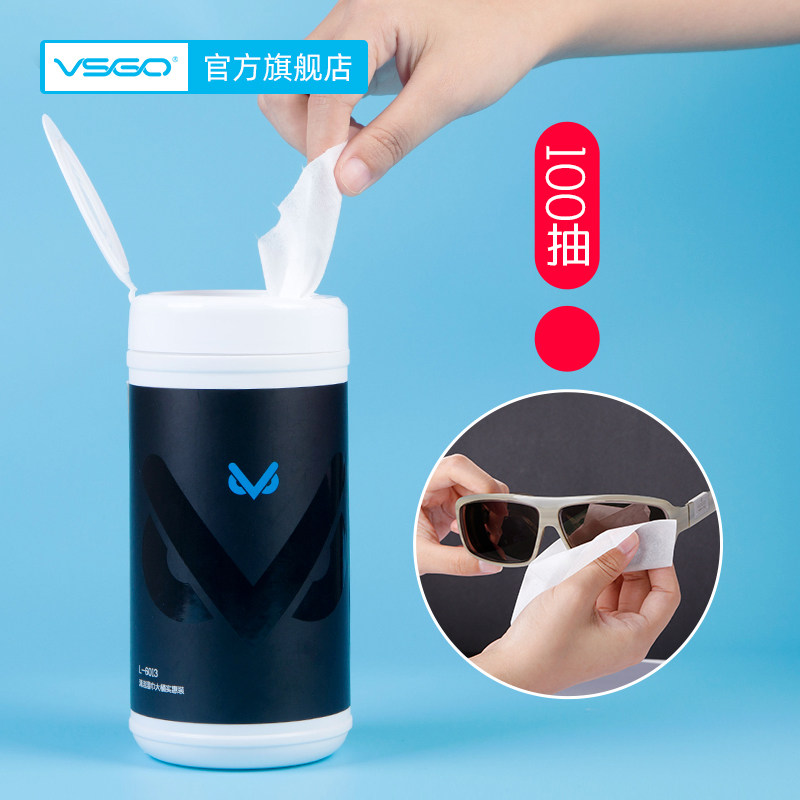 VSGO Weigau screen cleaning 100 drawing glasses wet wipes single eye camera lens paper mac mobile phone computer wipe screen cloth wipe notebook TV LCD with single eye camera lens dusting