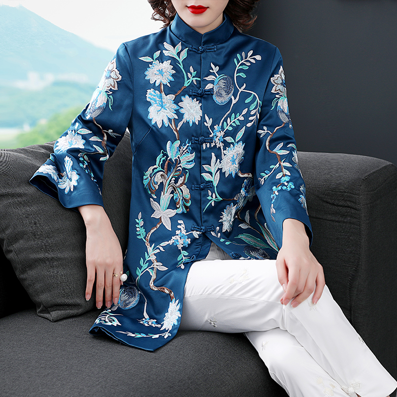 Hanfu Woman Middle Country Wind Women's Dress Jacket Autumn Clothing Retro Chinese Chinese Elements New Improved Don's Long version jacket in Chinese style