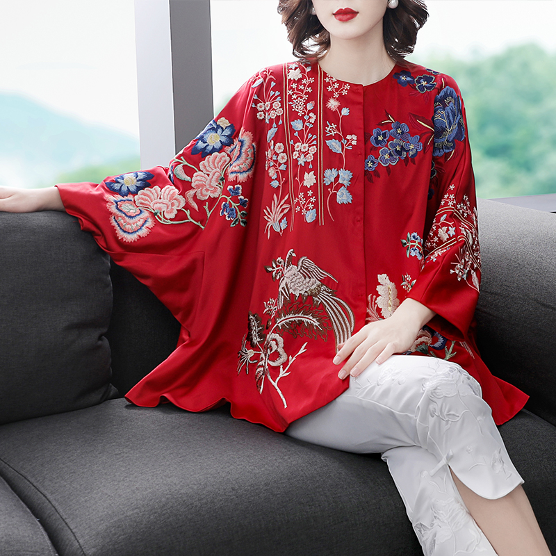 Retro Improved Tang Fitted Short Coat 2021 Spring Autumn New China Wind Reworked Embroidery Chinese Blouse Red Coat