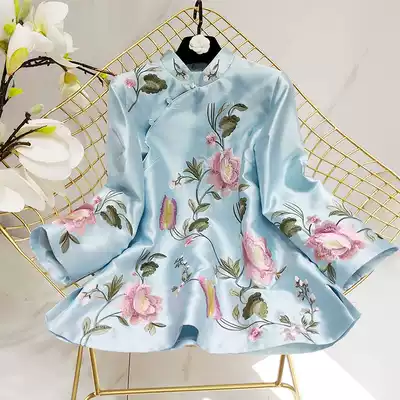 Chinese style women's 2021 Spring and Autumn new improved young cheongsam retro embroidered girl buckle Chinese top