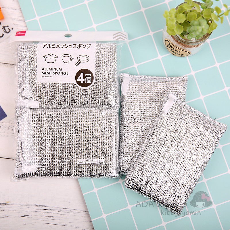 Japan Daichuang 3-piece cleaning sponge cleaning kitchen with aluminum mesh dishwashing brush cleaning cloth decontamination pot cleaning