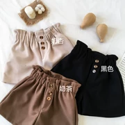 Quần short nữ mùa thu đông 2018 phiên bản Hàn Quốc mới của chic hoang dã dày co giãn eo cao là quần ống suông thẳng giản dị