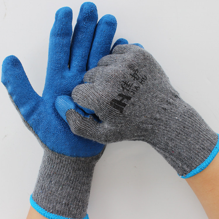Labor Protection Gloves Dip Gel Gluing Grey Yarn Creamy Anti Wear Wear Resistant Oil Work Protective Cotton Thread Labour Gloves