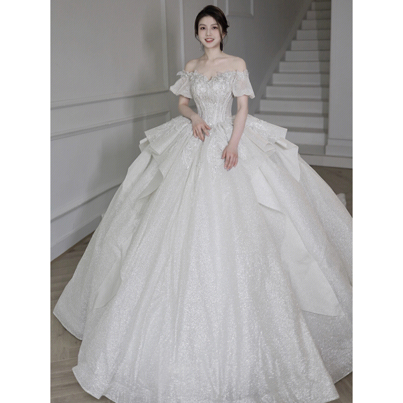 Lace advanced spring wedding dress, open shoulders, suitable for teen, french style, plus size Lace advanced spring wedding dress, open shoulders, suitable for teen, french style, plus size