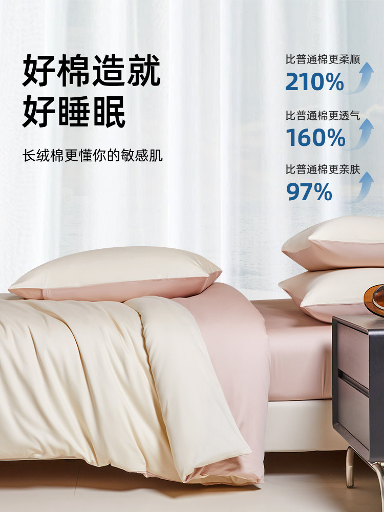 Class a 100-Count Xinjiang Long-Staple Cotton All-Cotton Anti-Mite Four-Piece Set Pure Cotton Bed Sheet Fitted Sheet Duvet Cover Bedding Set Three