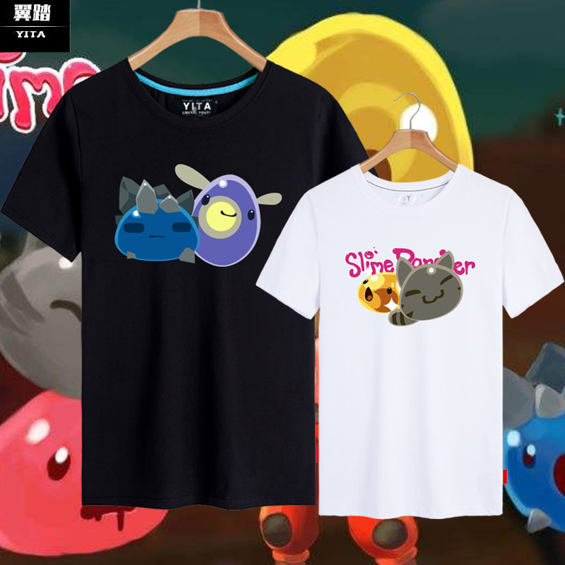 Slime Rancher Game Peripheral Short-Sleeved T-Shirts for Men and Women, Half-Sleeved Pure Cotton T-Shirts