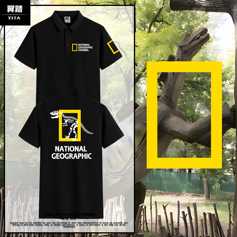 National Geographic Jurassic Photography and Videography Association Outdoor Travel Polo Shirt for Men and Women with Collar Short-Sleeved T-Shirt