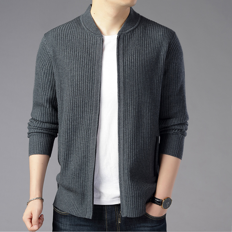 Knit Cardiovert Male Sweater Jacket Casual Middle-aged Sweatshirt Spring Autumn Season Dad Loaded Baseball Collar New Baseball Suit