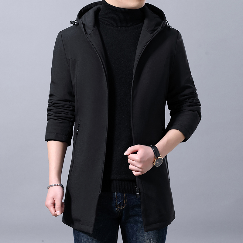 Medium-long version jacket male micro-fat middle-aged Lianhood Spring and autumn season Leisure clip cotton spring tide 100 lap thin cotton jacket trendy