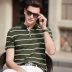 Mùa hè 2018 phong cách mới áo thun cotton ngắn tay áo thun kinh doanh bình thường Áo sơ mi cộc tay kẻ sọc cotton quần áo sọc nam áo thun nam có cổ lacoste Polo