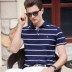 Mùa hè 2018 phong cách mới áo thun cotton ngắn tay áo thun kinh doanh bình thường Áo sơ mi cộc tay kẻ sọc cotton quần áo sọc nam áo thun nam có cổ lacoste Polo