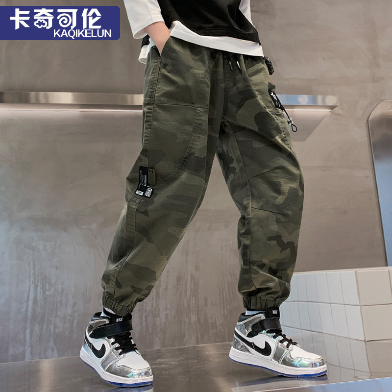 Boys overalls pants camouflage autumn clothing 2021 new children's sports casual pants in big children pants boys Spring and Autumn Tide