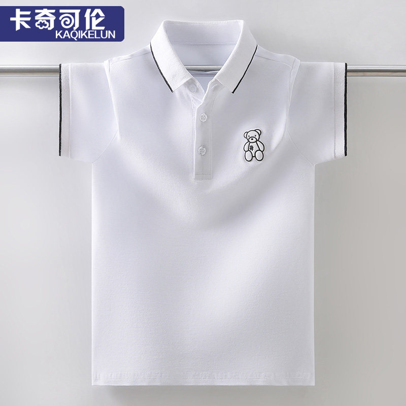 Boys T-shirt short-sleeved summer 2022 new children's white shirt big boy handsome POLO shirt boy summer clothes