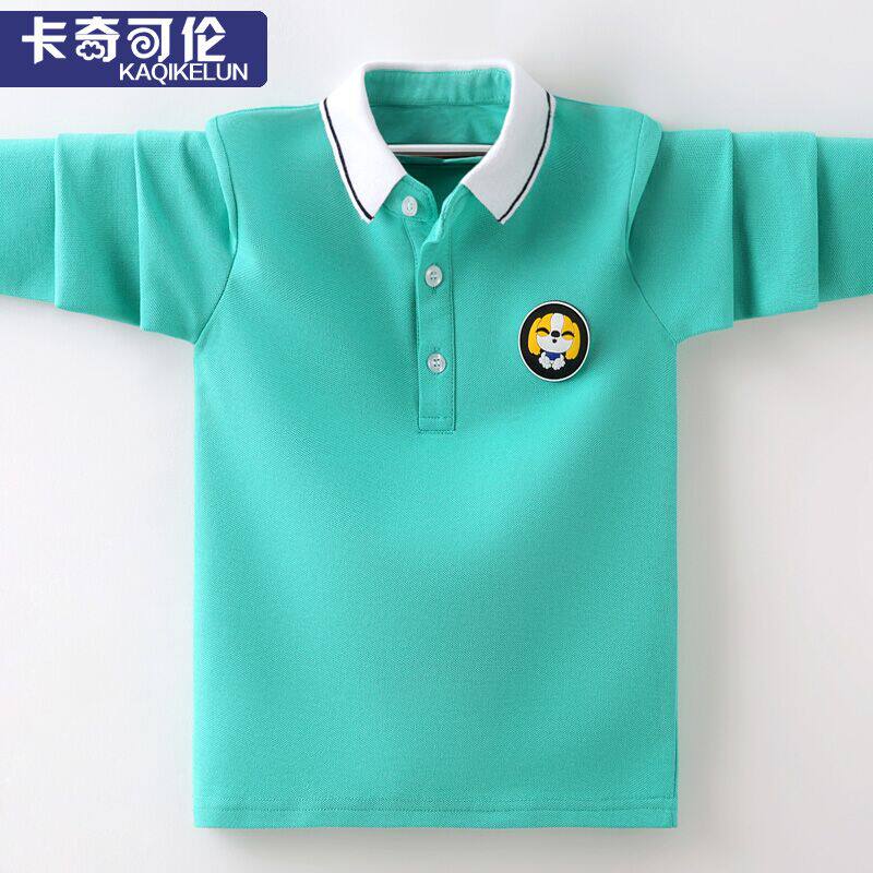 Boy T-shirt Long sleeves Spring Clothing Primary School Boy POLO shirt CUHK Tong T-shirt Children's white boy blouses undershirt
