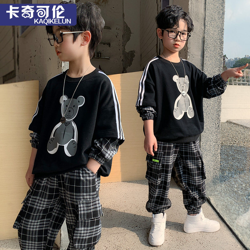 Boy's autumn clothes suit 2022 new tide boy clothing handsome boy sports children clothes boy spring and autumn foreign pie
