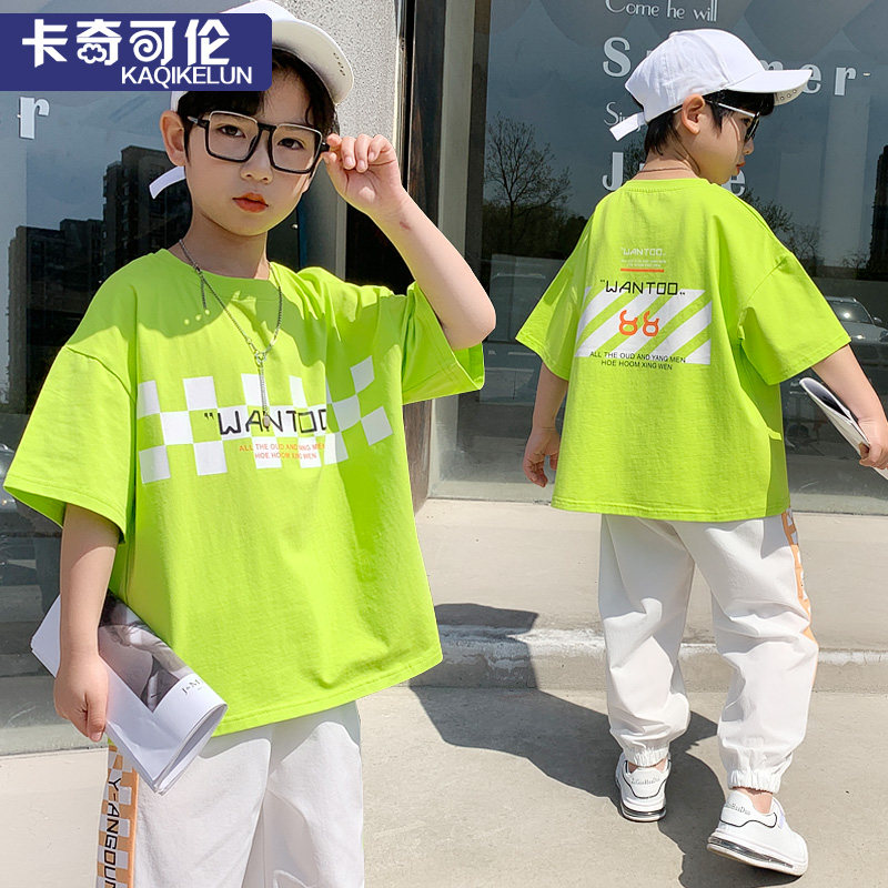 Boy suit Summer 2022 new children clothes trendy handsome, great boy's internet red summer clothing wave