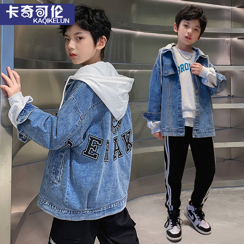 Boy Denim Jacket Spring Dress 2022 New Children Handsome Blouses CUHK Boy Spring Autumn Denim Boy Tide Clothing
