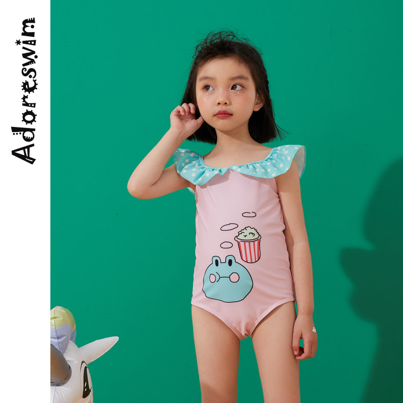 Ador's new swimsuit for children and girls in the big boy one-piece swimsuit pattern cute hot spring foreign swimsuit