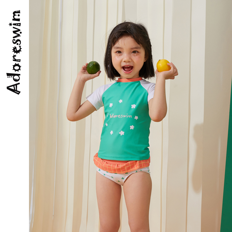 Love Dole swimsuit children female children split fashion short sleeve swimsuit cute little child baby hot spring swimsuit