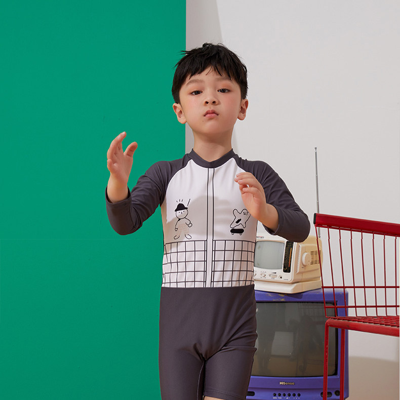 Adore 2021 new boys one-piece swimsuit children's summer children's long-sleeved cute baby bathing suit