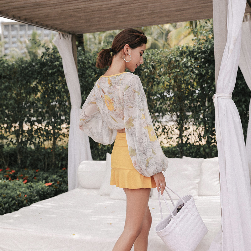 Love Dole 2021 New Conservative belly thin swimsuit female seaside fairy fan hot spring swimsuit women three sets