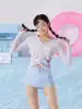 Idol's 2021 new two-piece, long-sleeved swimsuit covers belly for women and is a conservative swimming outfit for girls