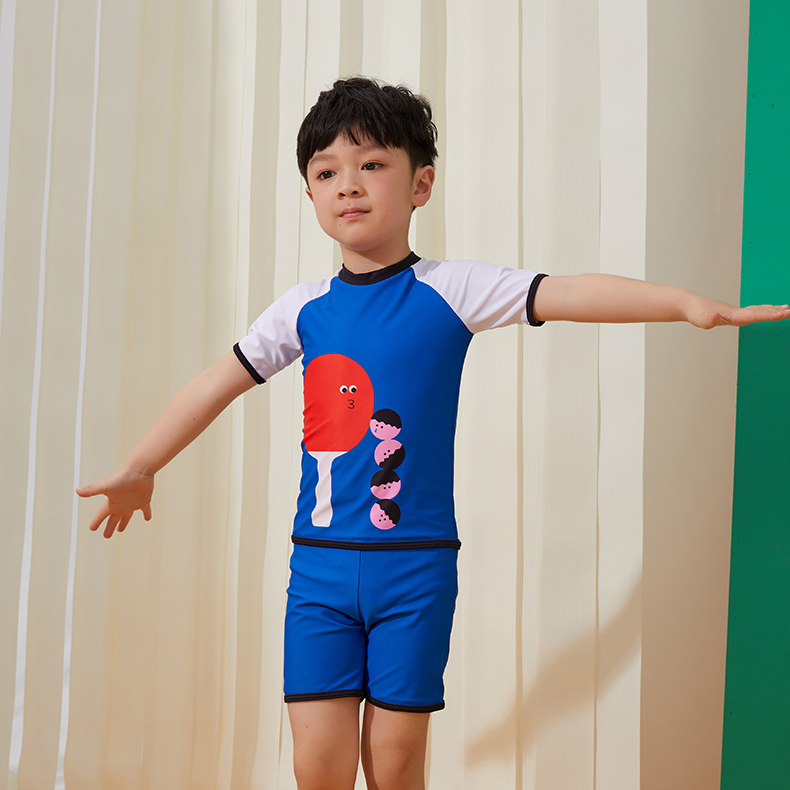 Idol Children's Scatter Swimsuit Boy's Swimsuit Tide Short Sleeve Big Boy's Sunscreen Beach Swimsuit