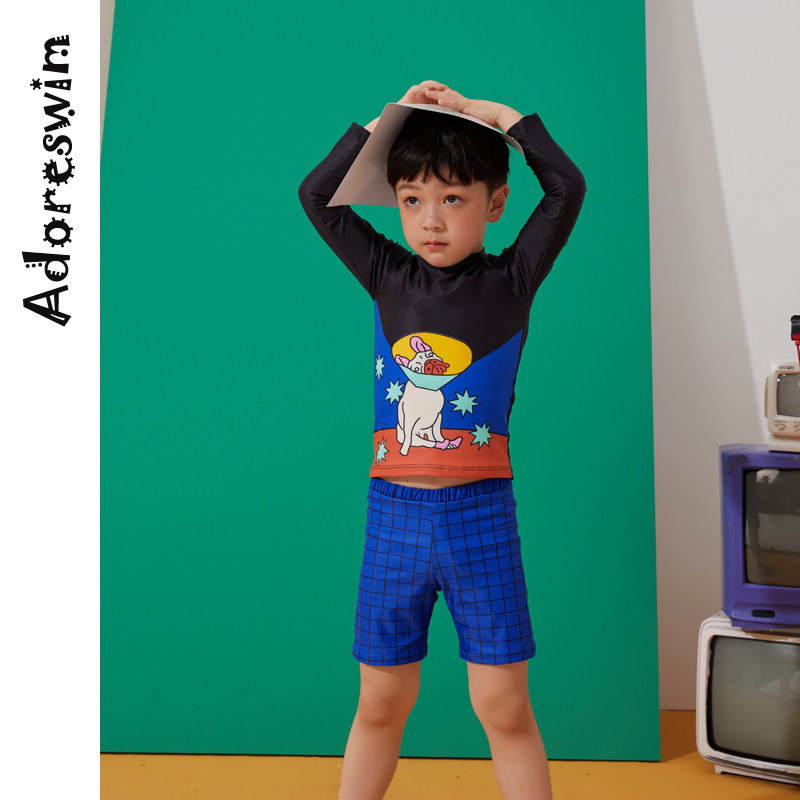 Aidol new boys ' swimsuit Middle and large children's baby swimsuit Male baby cute split shorts sunscreen bathing suit