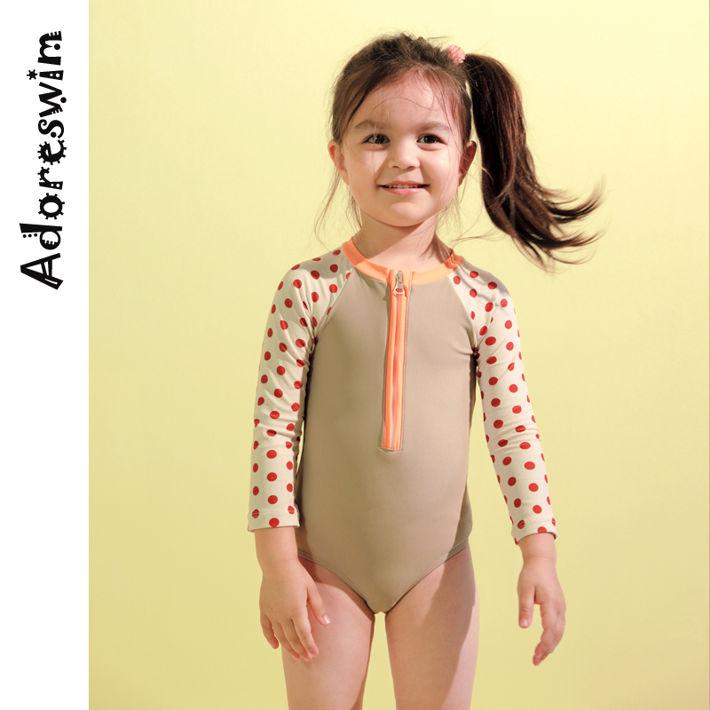 Aidor 2020 children's swimsuit original new long-sleeved sunscreen triangle one-piece little Princess water Park swimsuit