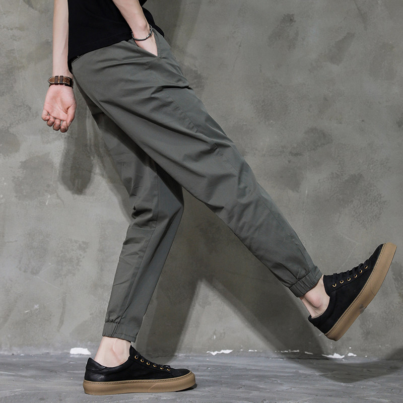 European Standing Men Pants Summer Slim Fit Loose Casual Pants Male Korean version Close-up Straight Cylinder Sashimi elastic 100 lap pants