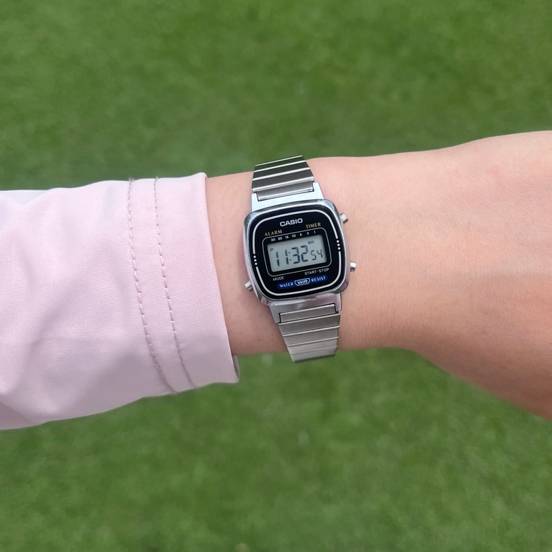 Casio Youth Series Small Silver Block Waterproof Stainless Steel Strap Quartz Women's Watch La670Wa