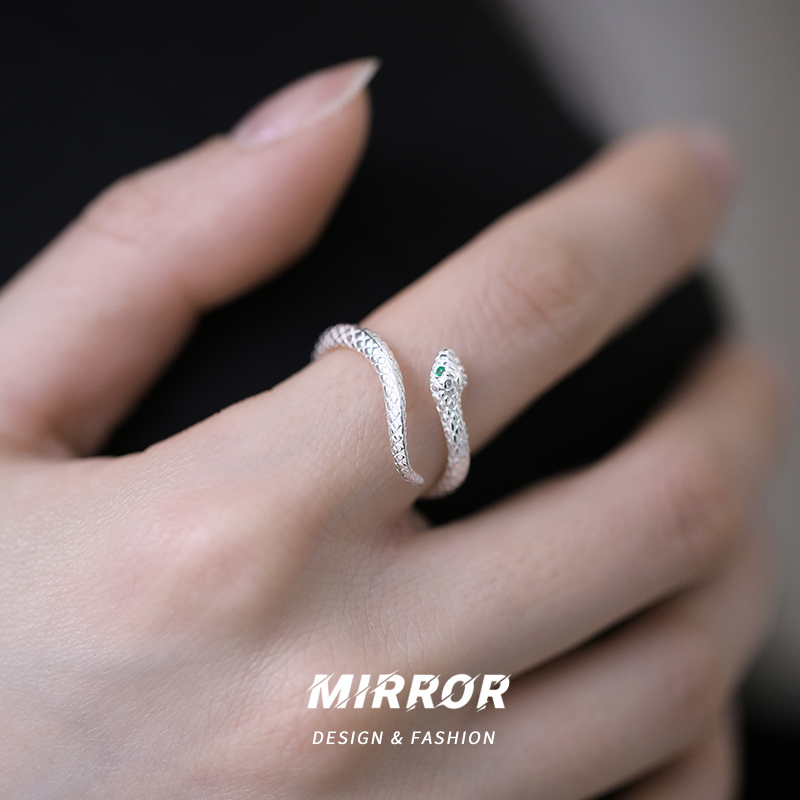 Xiaomiren "Spiritual Ring" 999 Sterling Silver Exquisite Little Snake Ring Women's Ring Personalized Fingertip Tail Ring Niche