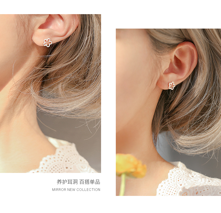 Nihaojewelry Korean Hollow Frosted Flower 925 Silver Stud Earrings Wholesale Jewelry display picture 7