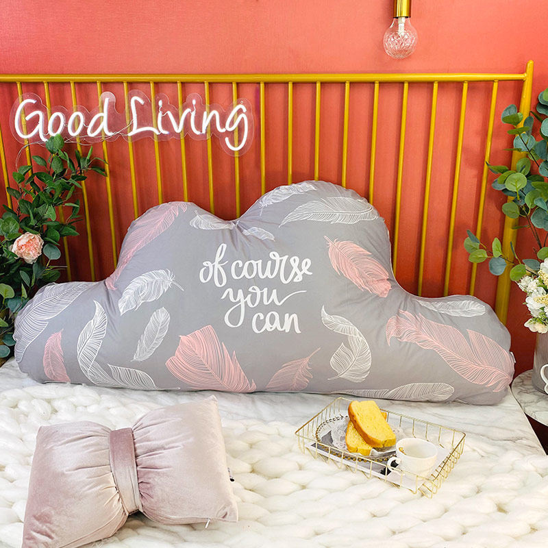 Bedside cushion ins Nordic soft bag girl cloud duo pillow bed backrest cute princess pillow big backrest