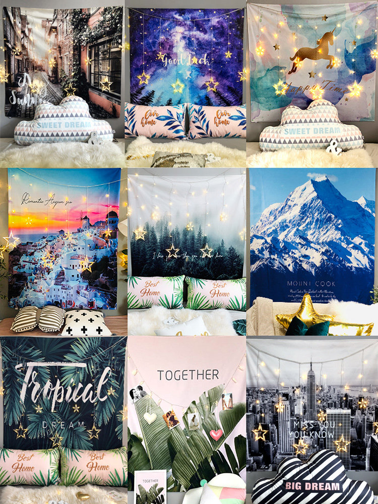 Background cloth ins hanging cloth Wall cloth Room decoration cloth starry sky background cloth Bed wall cloth Tapestry net red decoration