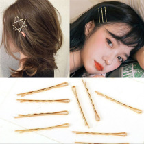 Japanese wild style plate hair metal word clip Korean gold basic bangs clip hair clip side clip