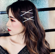 Girl ins back head hair clip simple word clip Liu seaside clip rhinestone cross clip hair accessories hair top clip