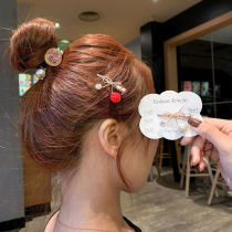 Japanese soft girl girl pearl cherry hairpin cute sweet clip bangs back head head trim clip duckbill clip